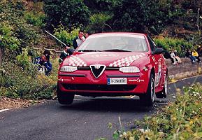 An Alfa 156 being rallied in the Canary Islands